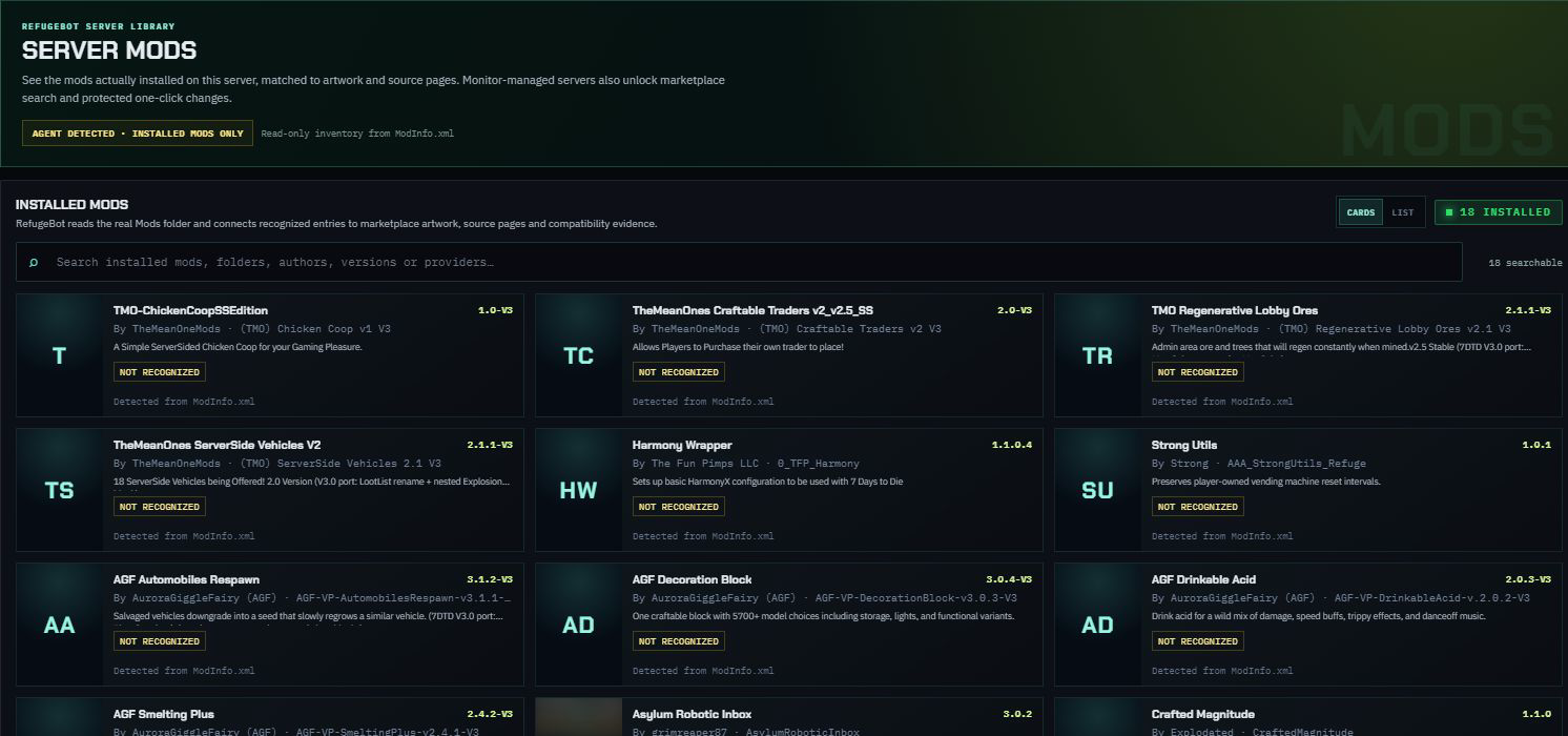 Sanitized RefugeBot installed mod inventory